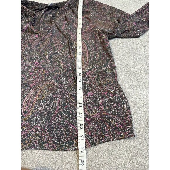 Evereve Blouse Womens Small Brown Pink‎ Paisley Kyra Peasant Blouse V Neck - Picture 9 of 13